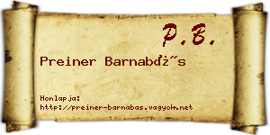 Preiner Barnabás névjegykártya